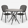 Set 2 chairs round table black 80cm indoor outdoor Valet Dark Choice Of