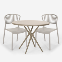 Round table set 80cm beige 2 chairs modern design Gianum Choice Of