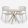 Round table set 80cm beige 2 chairs modern design Gianum Choice Of