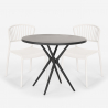 Set 2 chairs modern design round table black 80cm Gianum Dark Model