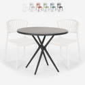 Set 2 chairs modern design round table black 80cm Gianum Dark On Sale