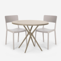 Set 2 chairs polypropylene round table 80cm beige design Aminos Offers