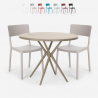Set 2 chairs polypropylene round table 80cm beige design Aminos Promotion