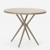 Set 2 chairs polypropylene round table 80cm beige design Aminos 