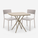 Set 2 chairs square table beige 70x70cm polypropylene design Regas Model