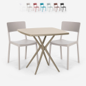 Set 2 chairs square table beige 70x70cm polypropylene design Regas Bulk Discounts