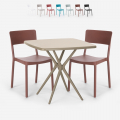 Set 2 chairs square table beige 70x70cm polypropylene design Regas Promotion