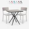 Square table set 70x70cm black 2 chairs outdoor design Regas Dark Promotion