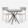 Square table set 70x70cm black 2 chairs outdoor design Regas Dark Offers