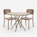 Set 2 chairs polypropylene design round table 80cm beige Ipsum Offers