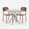 Square beige polypropylene table set 70x70cm 2 chairs design Larum Offers