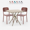 Square beige polypropylene table set 70x70cm 2 chairs design Larum Promotion