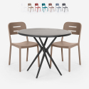 Round black table set 80cm 2 modern design chairs Ipsum Dark Bulk Discounts