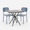 Set 2 chairs modern design square table 70x70cm black Larum Dark Offers