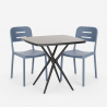 Set of 2 Modern Design Chairs with 70x70cm Black Square Table Larum Dark Offers