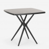 Set of 2 Modern Design Chairs with 70x70cm Black Square Table Larum Dark 