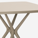 Set 2 chairs design polypropylene square table 70x70cm beige Saiku 