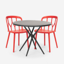 Kento Dark black 80cm round table set 2 polypropylene chairs Bulk Discounts
