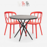Kento Dark black 80cm round table set 2 polypropylene chairs Offers