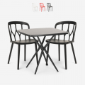 Square black table set 70x70cm 2 chairs outdoor design Saiku Dark Promotion