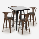 black 60x60cm high side table set 4 stools wood metal bucket wood black Buy