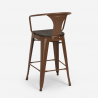 black 60x60cm high side table set 4 stools wood metal bucket wood black 