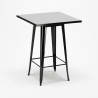 black 60x60cm high side table set 4 stools wood metal bucket wood black 