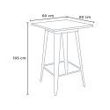 set of 4 stools high metal table 60x60cm bucket wood white 