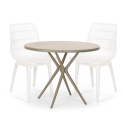 Set 2 chairs modern design round table beige 80cm outdoor Bardus Catalog