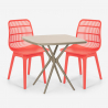 Set 2 chairs polypropylene square table beige 70x70cm design Cevis Offers