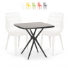 Square table set 70x70cm black 2 chairs modern design Cevis Dark Sale