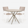 80cm beige round table set 2 polypropylene chairs design Fisher Sale