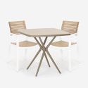 Set 2 beige square table chairs 70x70cm polypropylene outdoor Clue Sale