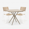 Set 2 beige square table chairs 70x70cm polypropylene outdoor Clue Sale