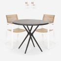Set of 2 Modern Design Chairs with 80cm Round Black Table Fisher Dark Promotion
