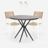 Set 2 chairs modern design black round table 80cm Fisher Dark Promotion