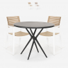 Set of 2 Modern Design Chairs with 80cm Round Black Table Fisher Dark Promotion