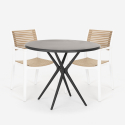 Set of 2 Modern Design Chairs with 80cm Round Black Table Fisher Dark Sale