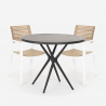 Set of 2 Modern Design Chairs with 80cm Round Black Table Fisher Dark Sale