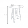 kitchen bar set industrial wood coffee table 60x60cm 4 stools mason noix 