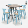 set bar kitchen 4 stools high table 60x60cm mason noix top light Promotion