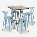 set bar kitchen 4 stools high table 60x60cm mason noix top light Catalog
