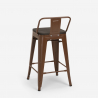set 4 stools industrial high table wood metal 60x60cm mason steel top 