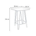 set 4 stools industrial high table wood metal 60x60cm mason steel top 
