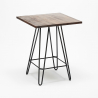 set 4 stools industrial coffee table 60x60cm mason noix steel top light 
