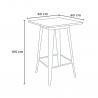 set of 4 stools metal high table wood 60x60cm bruck black 