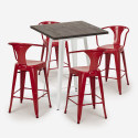 bar set 4 stools high table wood metal 60x60cm bruck white Cost