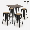 high bar table set 60x60cm 4 stools industrial wood bent Promotion