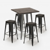 high bar table set 60x60cm 4 stools industrial wood bent Discounts