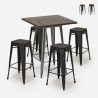 high bar table set 60x60cm 4 stools industrial wood bent On Sale